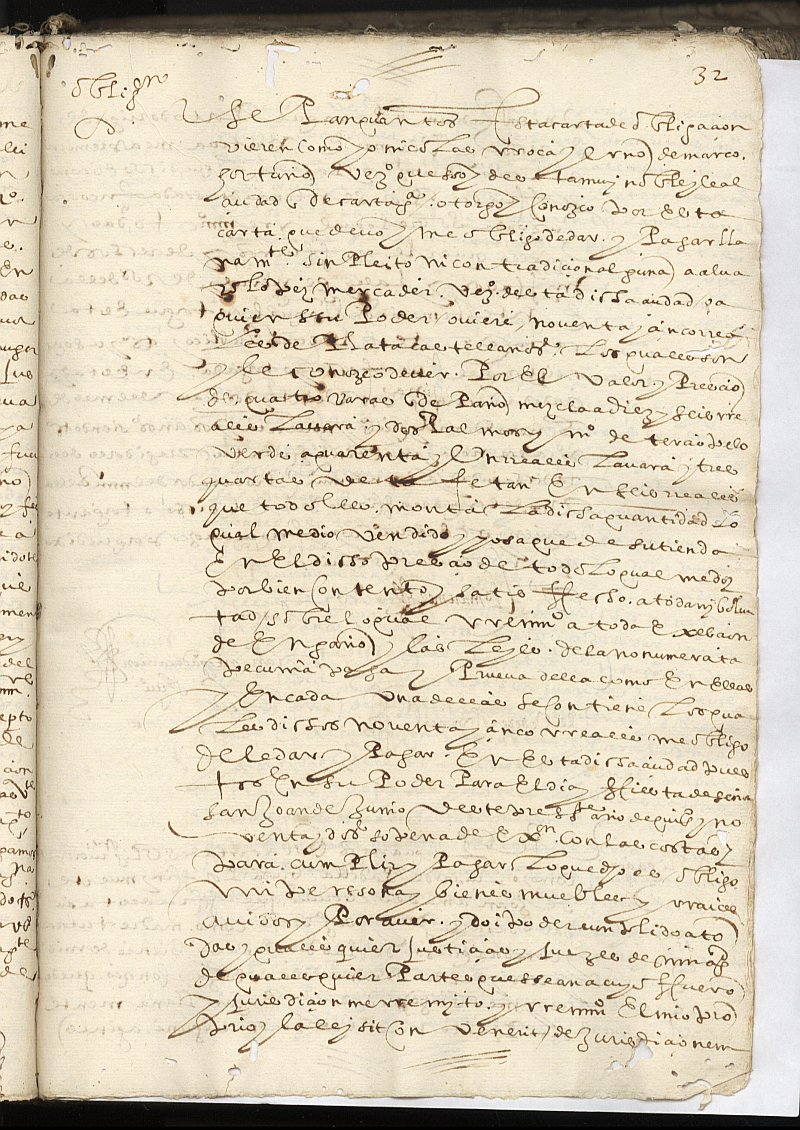 Obligación de Nicolás Roca, yerno de Marco Hortelano, vecinos de Cartagena, a favor de Alvaro López, mercader, vecino de Cartagena.